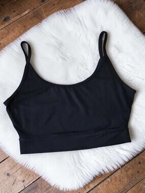 HALF TEE Brand Cropped Soft Stretchy Black Tank Top L